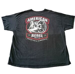 American Rebel Wheels Pinup Girl T Shirt Mens 3XL Hot Rod Gearhead Motorsports